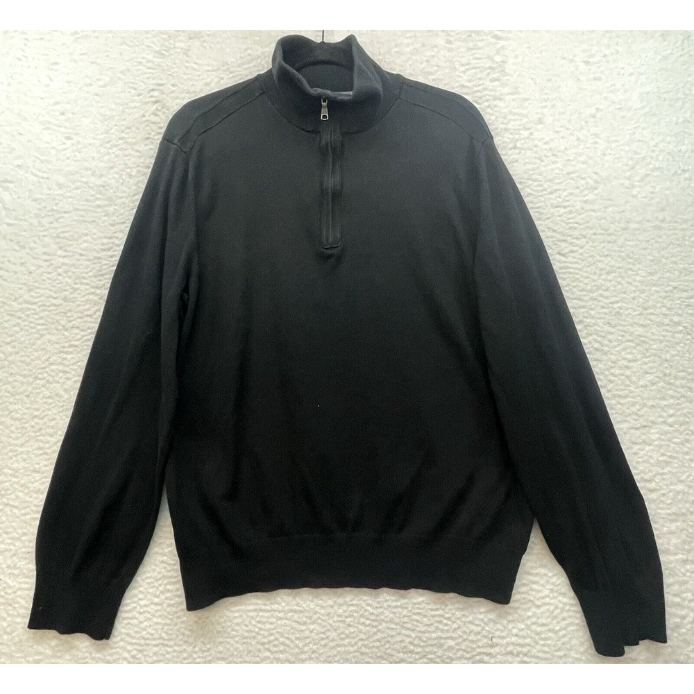 Banana Republic Sweater Mens Extra Large Black 1/2 Zip Silk Cotton Cashmere